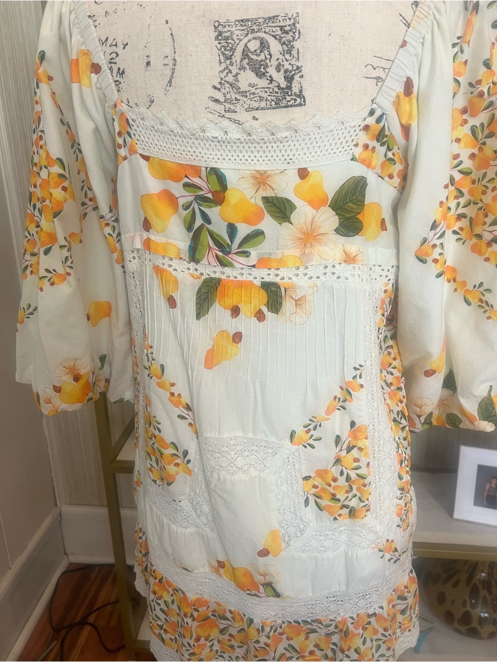 FARM Rio White Midi Dress with Yellow Floral Print - Picture 4 of 5